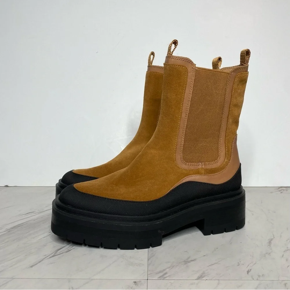 New! Sam Edelman Lulia Brown Suede Lug Sole Chelsea Boot 7 1/2 M